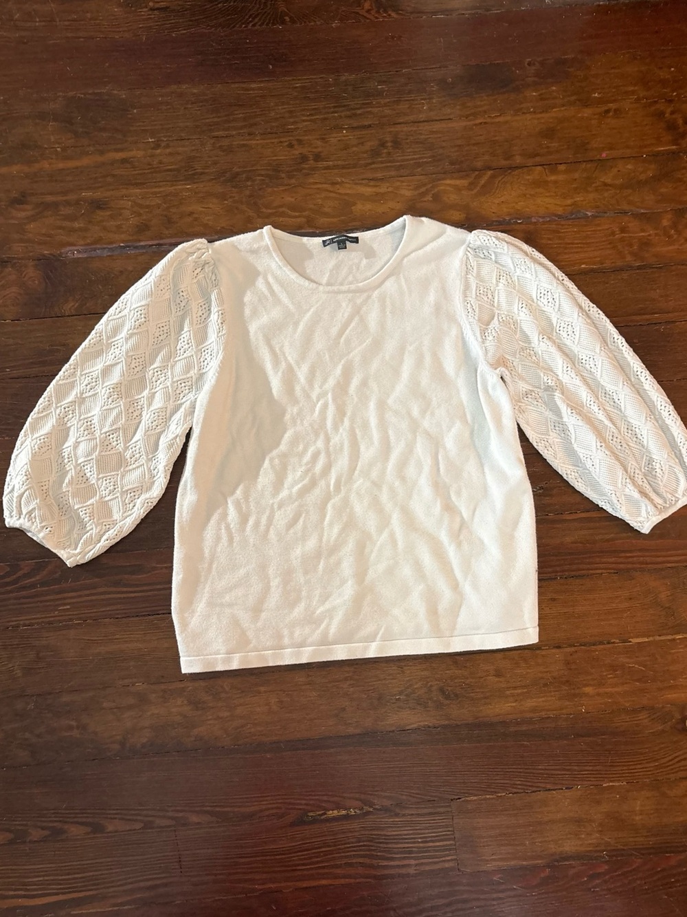 Adrianna papell white cream short sleeve sweater top size L